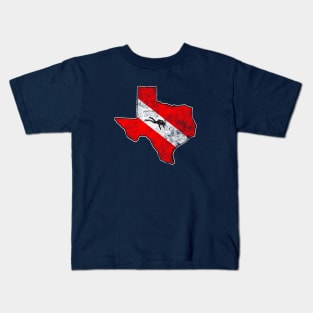 Vintage Dive Texas Scuba Diving State Map Dive Flag Distressed Kids T-Shirt